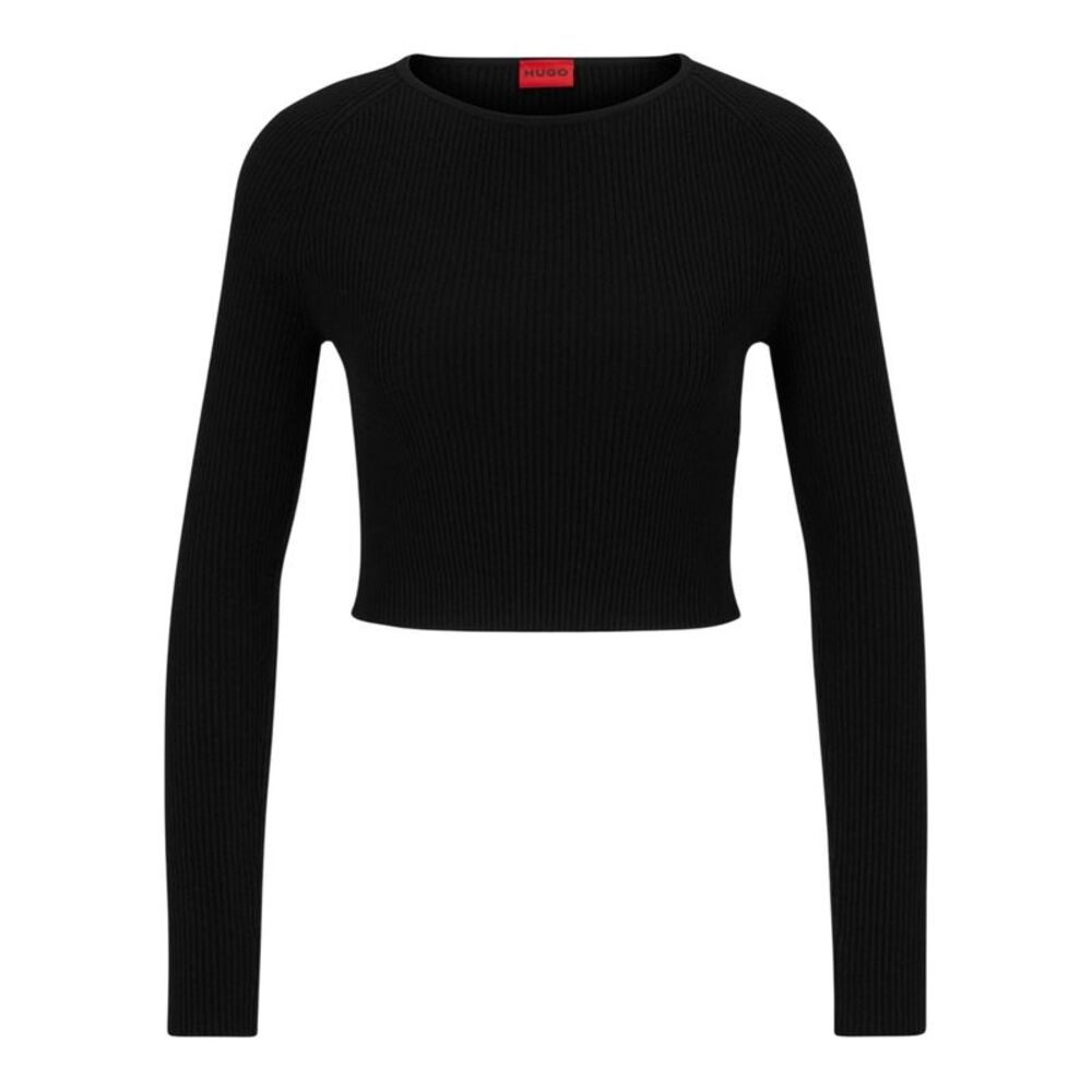 Hugo Womens/Ladies Saneriny Cropped Long-Sleeved Sweater / Black